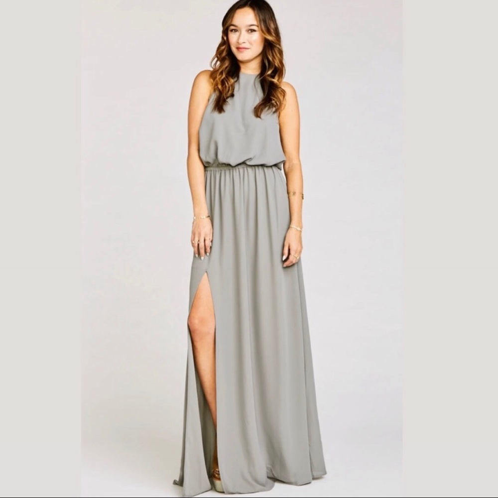 Show Me Your MuMu Heather Maxi Dress Halter Charcoal Med SMYMM NWOT